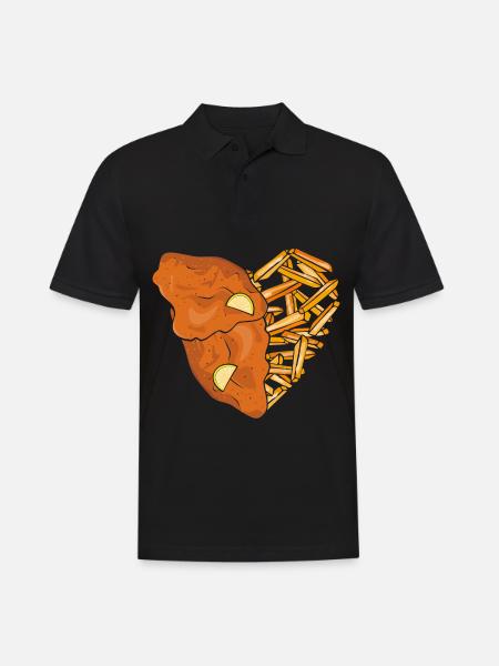 Schnitzel und Pommes Herz - Männer Poloshirt - Schwarz