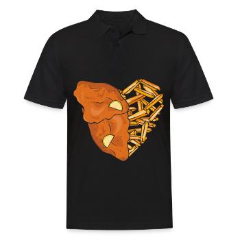 Schnitzel Pommes Herz Schnitzelfreunde - Männer Poloshirt - Schwarz - Vorne - Kai (181cm)