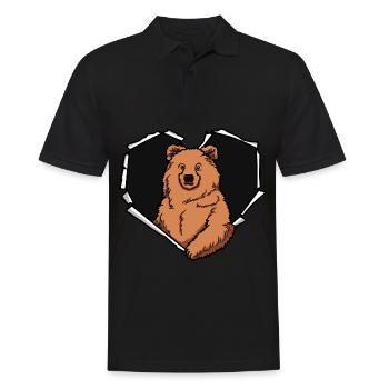 Bear Crack Torn Hole Heart Bear Face - Men's Polo Shirt - black - Front - Kai (181cm)