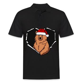 Crack bear with Christmas cap hole - Men's Polo Shirt - black - Front - Kai (181cm)