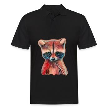 racoon - Men's Polo Shirt - black - Front - Kai (181cm)