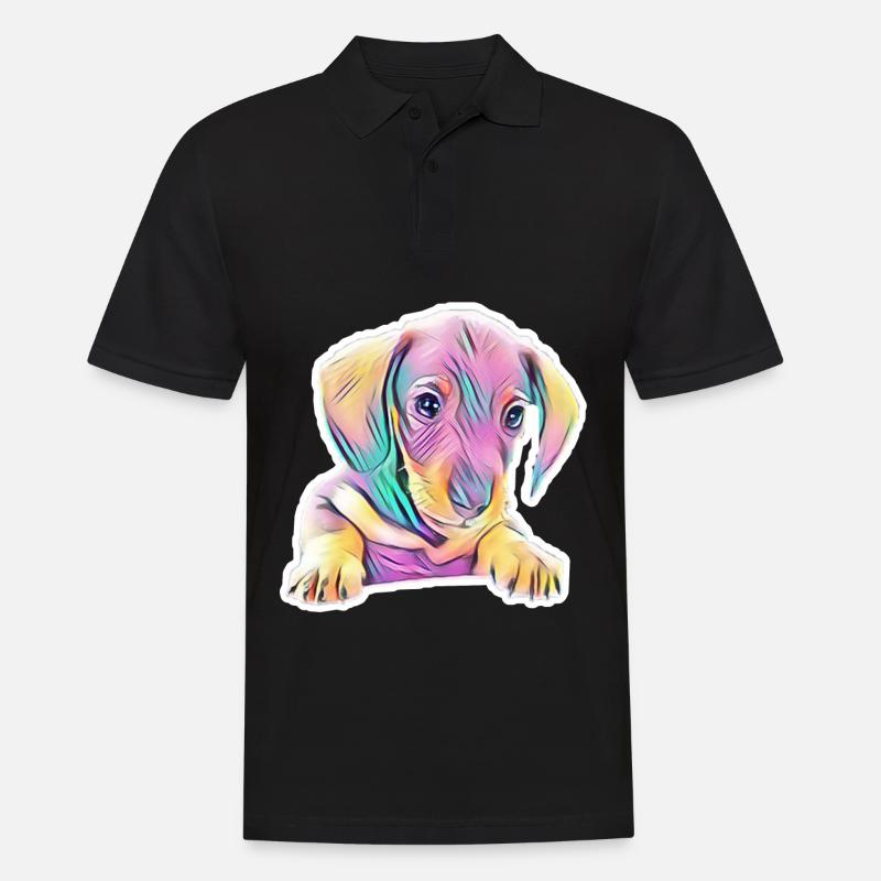 Dackel - Männer Poloshirt - Schwarz