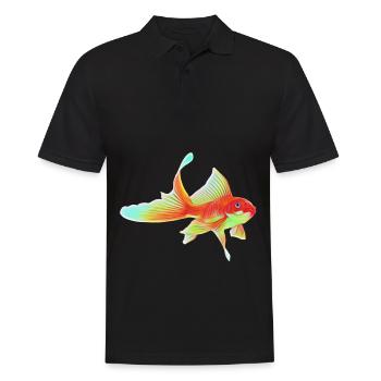 Goldfisch - Männer Poloshirt - Schwarz - Vorne - Kai (181cm)