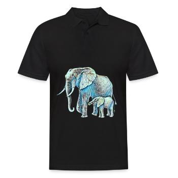 Elefanten - Männer Poloshirt - Schwarz - Vorne - Kai (181cm)