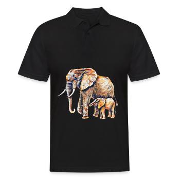 Elefant - Männer Poloshirt - Schwarz - Vorne - Kai (181cm)
