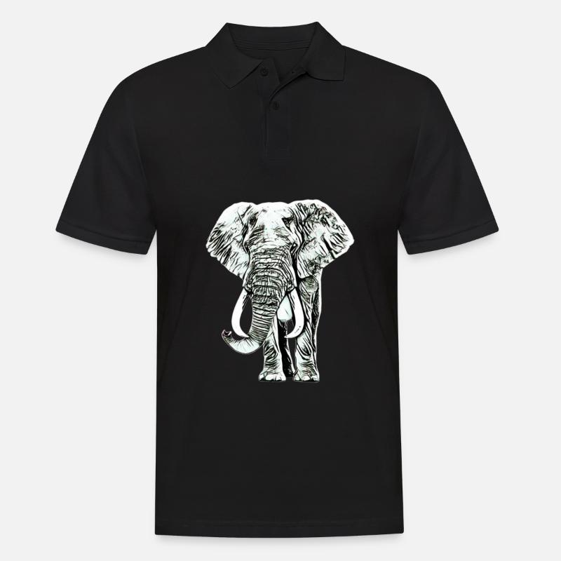 Elefant - Männer Poloshirt - Schwarz