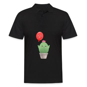 Kaktus mit Ballon - Männer Poloshirt - Schwarz - Vorne - Kai (181cm)