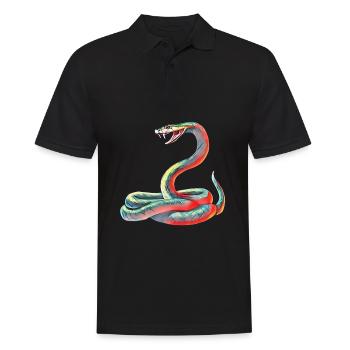 Schlange - Männer Poloshirt - Schwarz - Vorne - Kai (181cm)