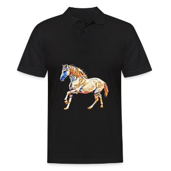 Pferd - Männer Poloshirt - Schwarz - Vorne - Kai (181cm)