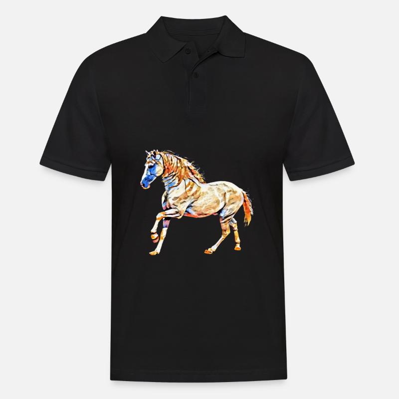 Pferd - Männer Poloshirt - Schwarz