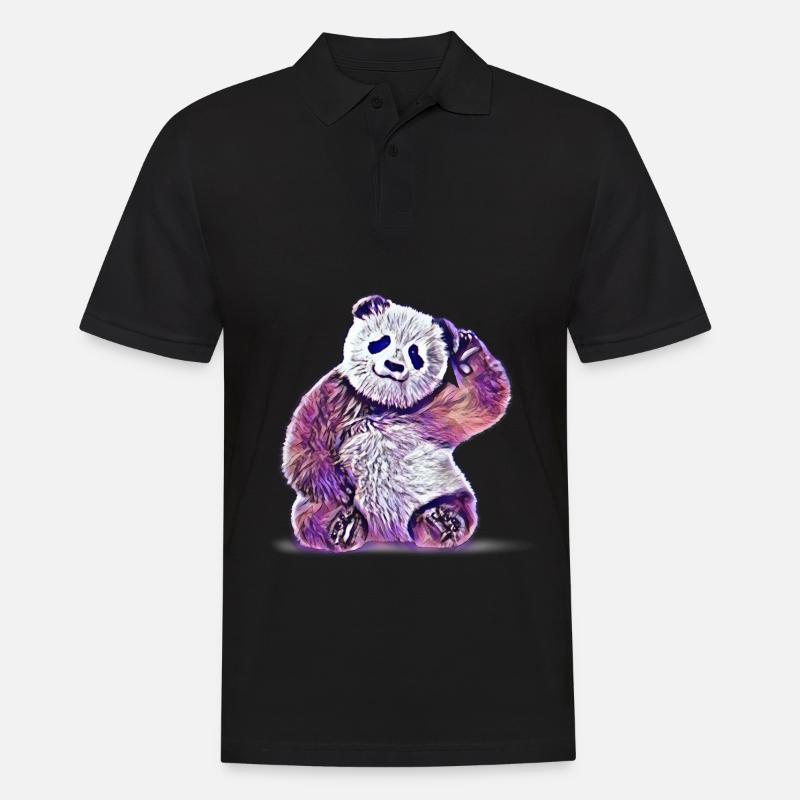Panda - Männer Poloshirt - Schwarz