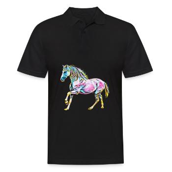 Pferd - Männer Poloshirt - Schwarz - Vorne - Kai (181cm)