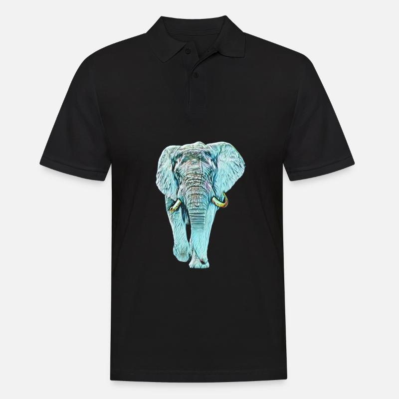 Elefant - Männer Poloshirt - Schwarz
