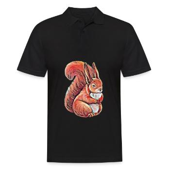 squirrel - Men's Polo Shirt - black - Front - Kai (181cm)
