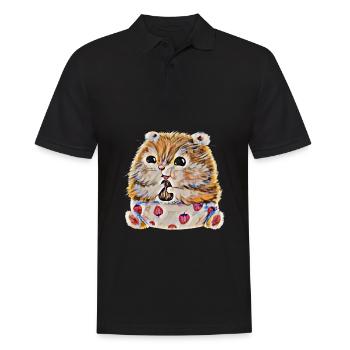 Hamster - Männer Poloshirt - Schwarz - Vorne - Kai (181cm)