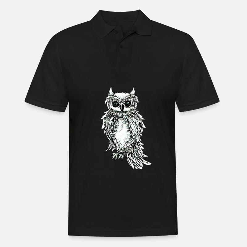 Eule - Männer Poloshirt - Schwarz