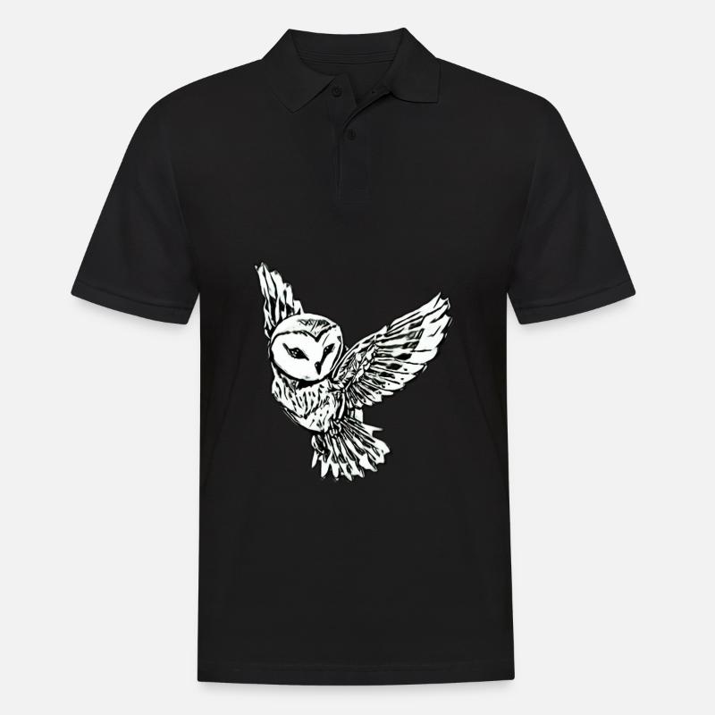 Eule - Männer Poloshirt - Schwarz