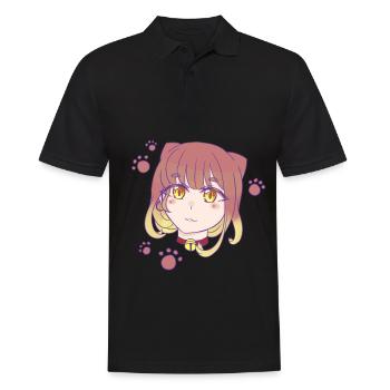 Manga cat girl - Polo Homme - noir - Devant - Kai (181cm)