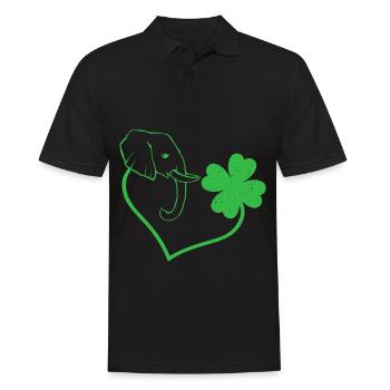Elefant Kleeblatt Herz Kleeblatt - Männer Poloshirt - Schwarz - Vorne - Kai (181cm)