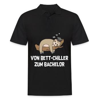 Vom Bett-Chiller zum Bachelor Studenten Faultier - Männer Poloshirt - Schwarz - Vorne - Kai (181cm)