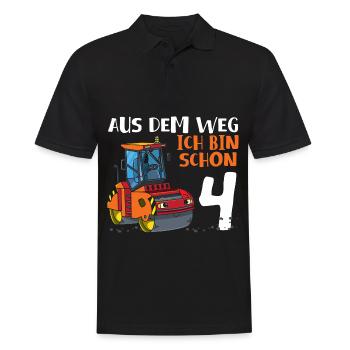 4. Geburtstag Straßenwalze Geburtstag 4 Jahre - Männer Poloshirt - Schwarz - Vorne - Kai (181cm)