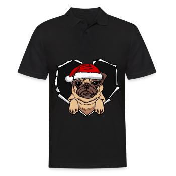 Pug Dog Crack Hole Casquette de Noël Noël - Polo Homme - noir - Devant - Kai (181cm)