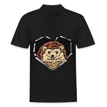Crack Hedgehog Torn Hole Hedgehog Face - Men's Polo Shirt - black - Front - Kai (181cm)