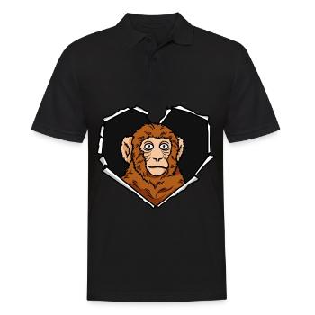Monkey crack torn hole heart monkey face - Men's Polo Shirt - black - Front - Kai (181cm)