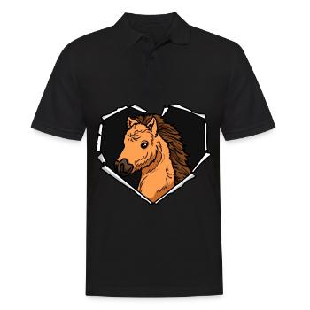 Pony Crack Torn Hole Heart Pony Face - Men's Polo Shirt - black - Front - Kai (181cm)
