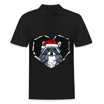 Cracked raccoon with Christmas cap hole - Men's Polo Shirt - black - Front - Kai (181cm)