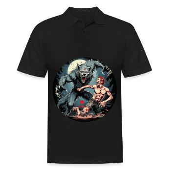 Gruseliges Halloween-partykostüm Werwolf Greift An - Männer Poloshirt - Schwarz - Vorne - Kai (181cm)