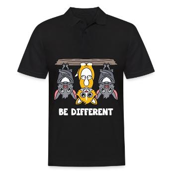 Be Different Katzen Fledermäuse Katze Fledermaus - Männer Poloshirt - Schwarz - Vorne - Kai (181cm)