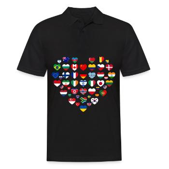 Earth Day Welt Länder Flagge in Herzform - Männer Poloshirt - Schwarz - Vorne - Kai (181cm)