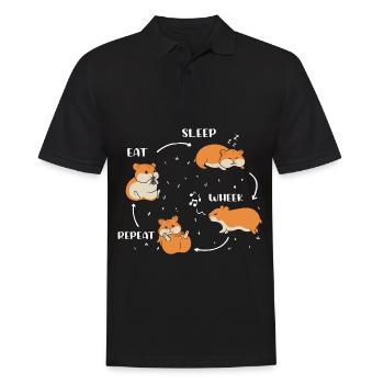 Eat Sleep Wheek Repeat Guinea Pig Pet - Men's Polo Shirt - black - Front - Kai (181cm)