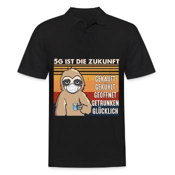 5G ist die Zukunft Ouzo Alkohol - Männer Poloshirt - Schwarz - Vorne - Kai (181cm)
