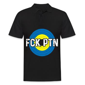 FCK PTN Drôle Poutine Pun Humour Arc-en-ciel Ukraine Drapeau - Polo Homme - noir - Devant - Kai (181cm)