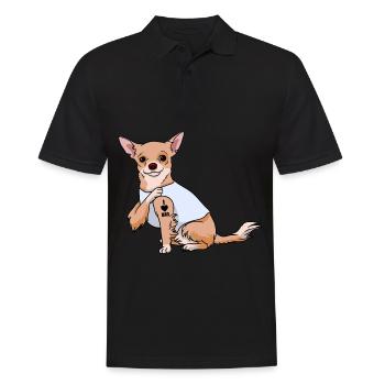 J’aime papa Tatouage Chihuahua Chien Fête des pères - Polo Homme - noir - Devant - Kai (181cm)