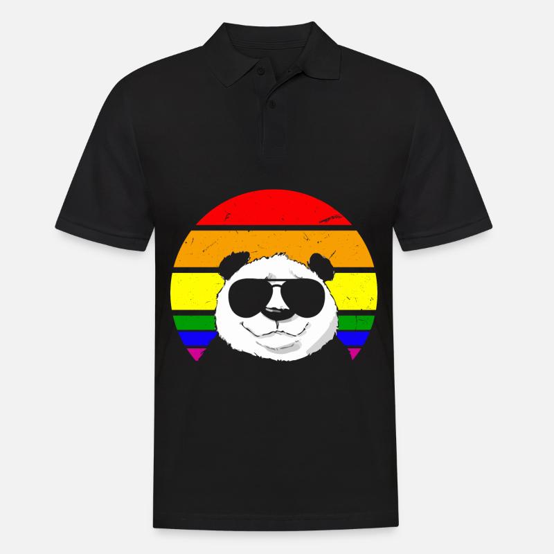 Schwuler Panda - Männer Poloshirt - Schwarz