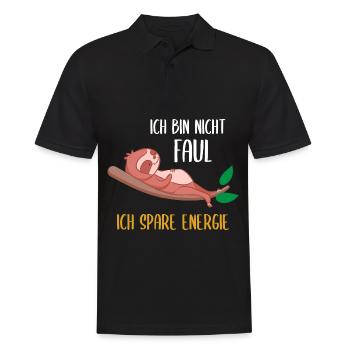 Ich bin Nicht Faul Ich Spare Energie Faultier - Männer Poloshirt - Schwarz - Vorne - Kai (181cm)