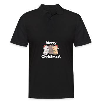 Chat Noël Animaux mignons chats Joyeux Noël - Polo Homme - noir - Devant - Kai (181cm)