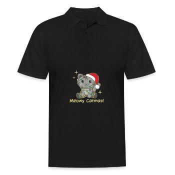Chat Noël Animaux mignon chat Meowy Catmas - Polo Homme - noir - Devant - Kai (181cm)