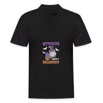 Hippo Hexe Hexen Witching you a Happy Halloween - Männer Poloshirt - Schwarz - Vorne - Kai (181cm)