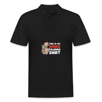Sloth Christmas Tree Christmas Pajamas - Men's Polo Shirt - black - Front - Kai (181cm)