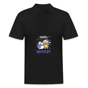 Otter Hello Winter schneemann schnee weihnachten - Männer Poloshirt - Schwarz - Vorne - Kai (181cm)