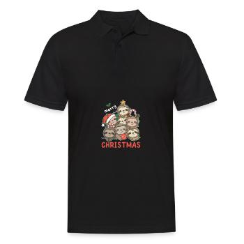 Paresseux arbre de Noël Joyeux Noël - Polo Homme - noir - Devant - Kai (181cm)