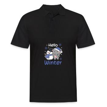 Elefant Hello Winter schneemann schnee weihnachten - Männer Poloshirt - Schwarz - Vorne - Kai (181cm)