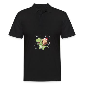 Monkey Trex Christmas Snow Winter Animals - Men's Polo Shirt - black - Front - Kai (181cm)