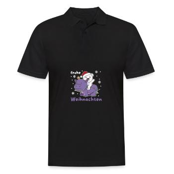 Weihnachts Hippo Eisbär frohe Weihnachten Hippo - Männer Poloshirt - Schwarz - Vorne - Kai (181cm)
