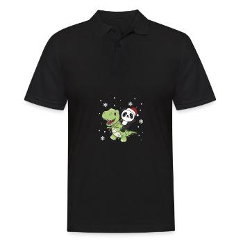 Panda Trex Christmas Snow Winter Animals - Men's Polo Shirt - black - Front - Kai (181cm)