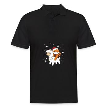 Red Panda Llama Christmas Snow Winter Animals - Men's Polo Shirt - black - Front - Kai (181cm)